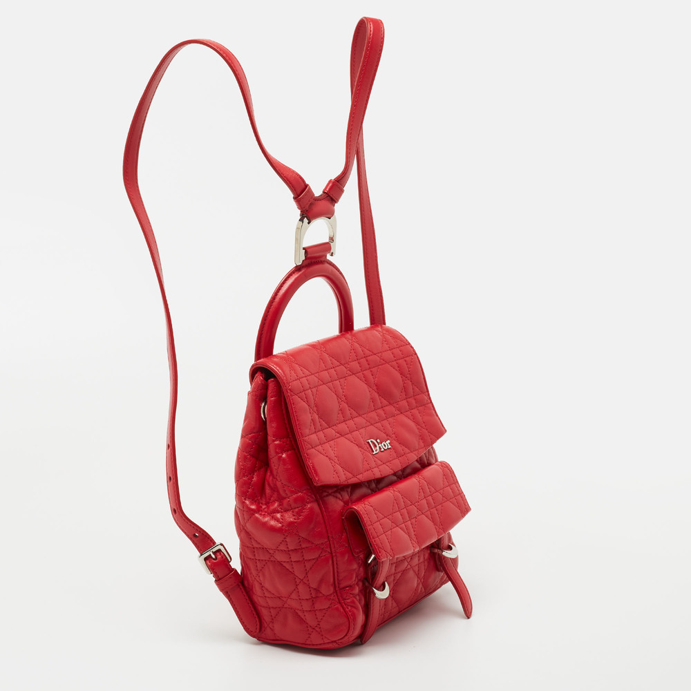 DIOR Red Cannage Quilted Leather Small Stardust Backpack - Picture 3 of 8